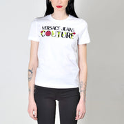  T-shirt Logo Roses Versace-jeans-couture Donna Bianco