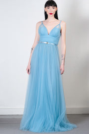  Abito In Tulle Con Cintura Elisabetta Franchi Donna Blu