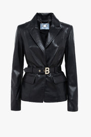  Giacca Blazer In Pelle Con Cintura Blugirl Donna Nero