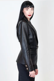  Giacca Blazer In Pelle Con Cintura Blugirl Donna Nero