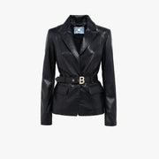  Giacca Blazer In Pelle Con Cintura Blugirl Donna Nero