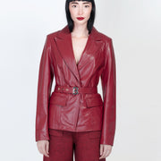  Giacca Blazer In Pelle Con Cintura Blugirl Donna Rosso