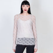  Maglia In Punto Pizzo Con Ricamo Blugirl Donna Bianco