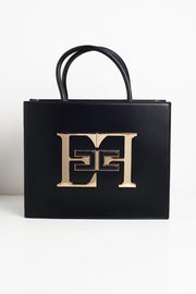  Borsa A Mano Media Con Logo Elisabetta Franchi Donna Nero