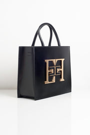  Borsa A Mano Media Con Logo Elisabetta Franchi Donna Nero