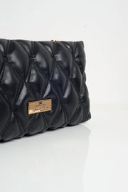  Pochette In Ecopelle Embossed Con Tracolla In Catena Elisabetta Franchi Donna Nero