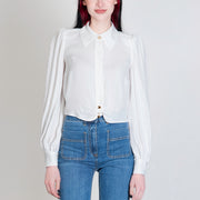  Camicia Cropped Con Arriccio E Piercing Elisabetta Franchi Donna Bianco