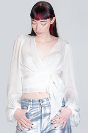  Camicia In Voile Di Seta Con Nodo In Vita Elisabetta Franchi Donna Bianco