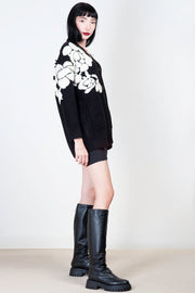  Cardigan Jacquard Con Rose Blugirl Donna Nero