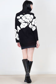  Cardigan Jacquard Con Rose Blugirl Donna Nero