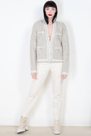  Cardigan In Filato Bouclè Con Strass Blugirl Donna Bianco