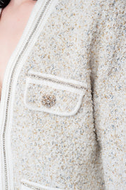  Cardigan In Filato Bouclè Con Strass Blugirl Donna Bianco