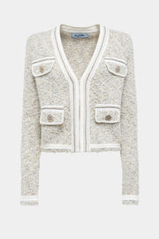  Cardigan In Filato Bouclè Con Strass Blugirl Donna Bianco