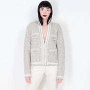  Cardigan In Filato Bouclè Con Strass Blugirl Donna Bianco