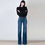  Jeans Stretch Con Bottoniera Laterale Elisabetta Franchi Donna Blu