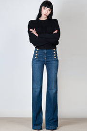  Jeans Stretch Con Bottoniera Laterale Elisabetta Franchi Donna Blu