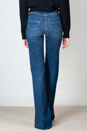  Jeans Stretch Con Bottoniera Laterale Elisabetta Franchi Donna Blu