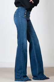  Jeans Stretch Con Bottoniera Laterale Elisabetta Franchi Donna Blu