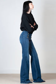  Jeans Stretch Con Bottoniera Laterale Elisabetta Franchi Donna Blu