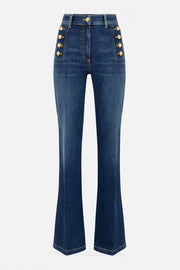  Jeans Stretch Con Bottoniera Laterale Elisabetta Franchi Donna Blu