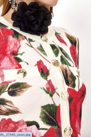  Cardigan In Maglia Stampa Rose Blugirl Donna Fantasia