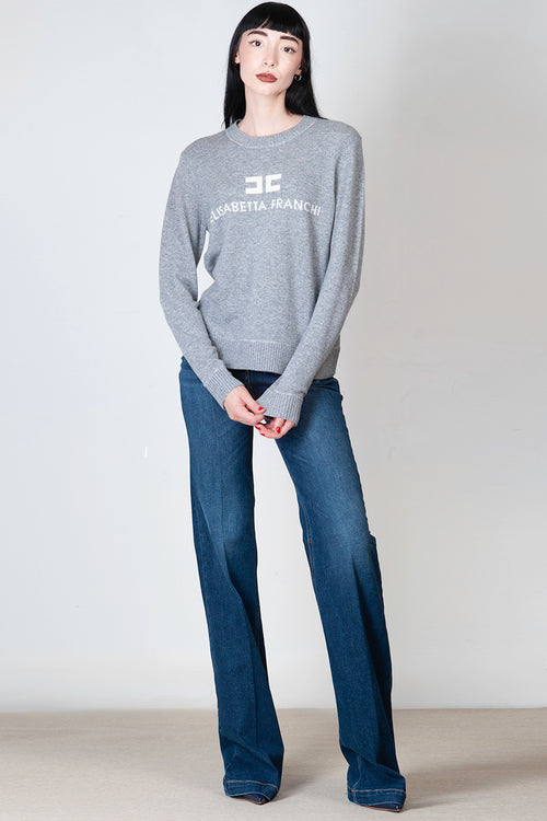 Pullover in misto cashmere con logo