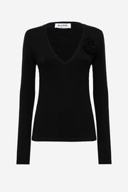  Maglia Scollo V Con Spilla Blugirl Donna Nero