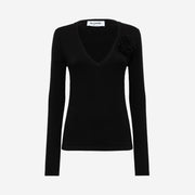  Maglia Scollo V Con Spilla Blugirl Donna Nero