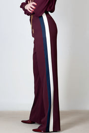  Pantalone In Crêpe Satin Con Bande Elisabetta Franchi Donna Rosso