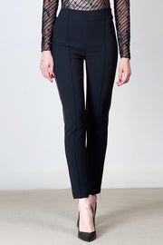  Pantalone In Crêpe Stretch Con Zip Elisabetta Franchi Donna Nero