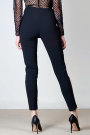  Pantalone In Crêpe Stretch Con Zip Elisabetta Franchi Donna Nero