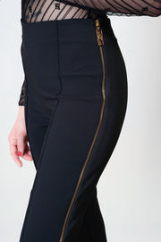  Pantalone In Crêpe Stretch Con Zip Elisabetta Franchi Donna Nero