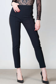  Pantalone In Crêpe Stretch Con Zip Elisabetta Franchi Donna Nero