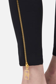  Pantalone In Crêpe Stretch Con Zip Elisabetta Franchi Donna Nero