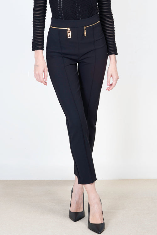 Pantalone dritto in crêpe con zip