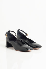  Ballerina Con Cinturino In Vernice Nera A.bocca Donna Nero