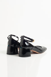  Ballerina Con Cinturino In Vernice Nera A.bocca Donna Nero