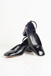  Ballerina Con Cinturino In Vernice Nera A.bocca Donna Nero