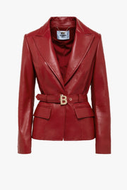  Giacca Blazer In Pelle Con Cintura Blugirl Donna Rosso