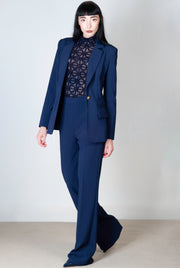  Tailleur In Crêpe Stretch Con Giacca E Pantalone Elisabetta Franchi Donna Blu