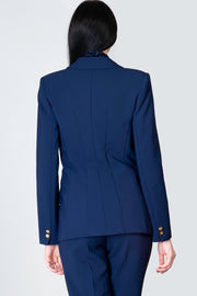  Tailleur In Crêpe Stretch Con Giacca E Pantalone Elisabetta Franchi Donna Blu