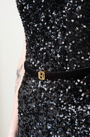  Tuta In Paillettes Con Cintura Elisabetta Franchi Donna Nero