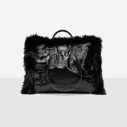  Borsa Atena Grande In Faux Fur E Pelle Reversibile My Best Bag Donna Nero