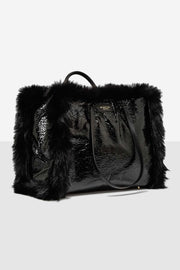  Borsa Atena Grande In Faux Fur E Pelle Reversibile My Best Bag Donna Nero