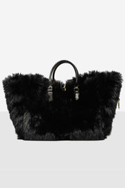  Borsa Atena Grande In Faux Fur E Pelle Reversibile My Best Bag Donna Nero