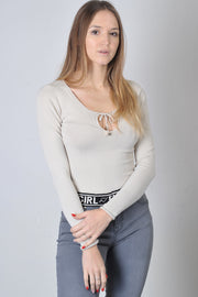  Maglia Scollo Tondo Con Laccetto Blugirl Donna Grigio