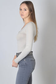  Maglia Scollo Tondo Con Laccetto Blugirl Donna Grigio