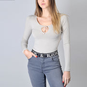  Maglia Scollo Tondo Con Laccetto Blugirl Donna Grigio