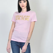  T-shirt Rosa Con Logo Versace-jeans-couture Donna