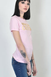  T-shirt Rosa Con Logo Versace-jeans-couture Donna